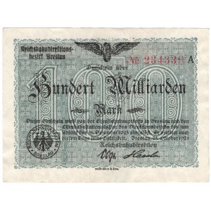 Wrocław (Breslau), 100 mld marek 1923