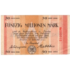 Wrocław (Breslau), 50 mln marek 1923