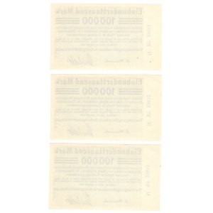 Wrocław (Breslau), 100 000 marek 1923 - zestaw 3 kolejnych numerów