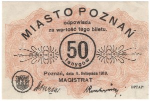 Poznaň, 50 fenig 1919 - vodoznak 
