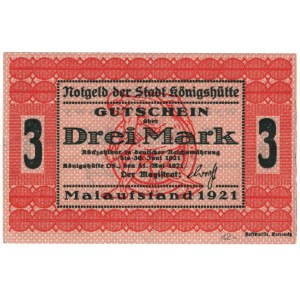 Chorzów, Królewska Huta (Königshütte), 3 marki 1921