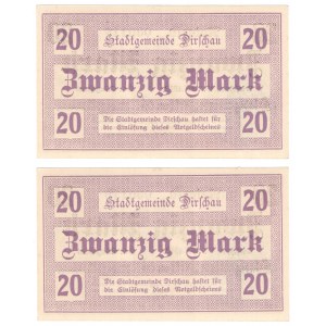 Tczew (Dirschau), 20 marek 1918 - zestaw 2 sztuk, dwa kolejne niskie numery
