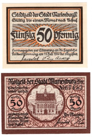 Malbork (Marienburg), 50 fenig 1919 - sada 2 kusů