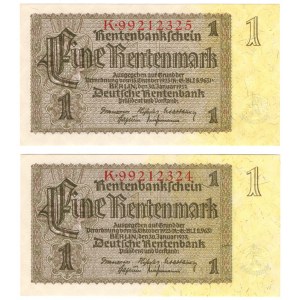 Niemcy, 1 rentenmark 1937, seria K - zestaw 2 sztuk