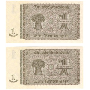 Niemcy, 1 rentenmark 1937, seria K - zestaw 2 sztuk