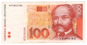Chorwacja, 100 kuna 1993 - rzadka pierwsza seria