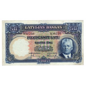 Latvia, 50 latu, 1934