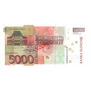 Słowenia, 5000 tolarjev 2000 VZOREC/SPECIMEN