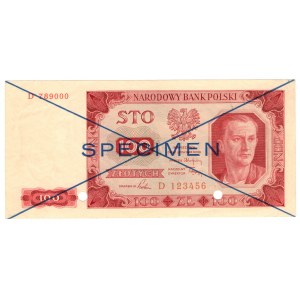 Polska, 100 złotych 1948, seria D - SPECIMEN - niebieski nadruk