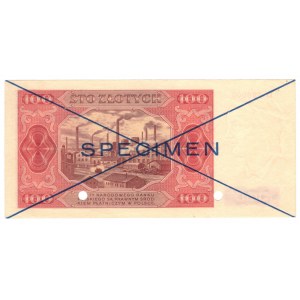 Polska, 100 złotych 1948, seria D - SPECIMEN - niebieski nadruk