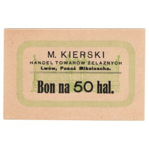 Lwów, M. Kierski Handel Towarów Żelaznych, 50 halerzy