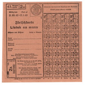 Protektorat Czech i Moraw, kartka na mięso 1942/43