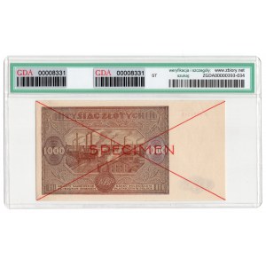 1000 zloty 1946, series A, SPECIMEN