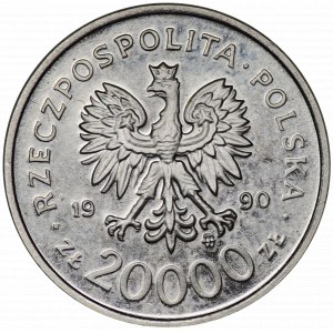 Third Republic, 20,000 zlotys 1990, NIKIEL sample - Solidarity