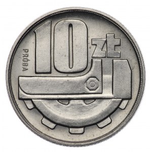 PRL, 10 złotych 1960, próba NIKIEL - klucz i koło zębate