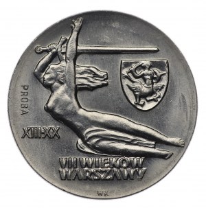 PRL, 10 zlotých 1965, NIKIEL vzorek - VII Wieków Warszawy, Nike, s erbem