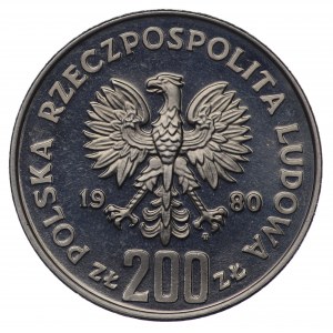 PRL, 200 złotych 1980, próba NIKIEL - Bolesław Chrobry, popiersie