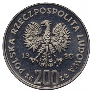 PRL, 200 złotych 1980, próba NIKIEL - Bolesław Chrobry, popiersie