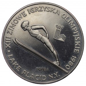 PRL, 200 złotych 1980, próba NIKIEL - Lake Placid - skoczek, bez znicza