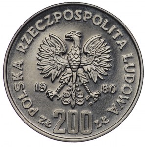 PRL, 200 złotych 1980, próba NIKIEL - Lake Placid - skoczek, bez znicza
