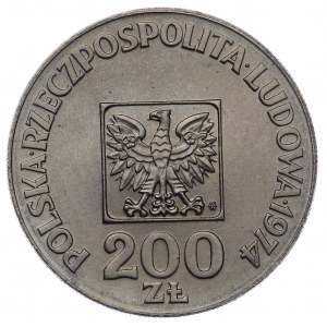 PRL, 200 złotych 1974, próba NIKIEL - XXX lat PRL