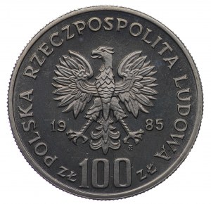 Polská lidová republika, 100 zlotých 1985, vzorek NIKIEL - Památník - Polská mateřská nemocnice
