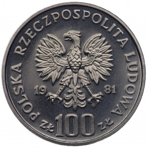 Polská lidová republika, 100 zlotých 1981, vzorek NIKIEL - Władysław Sikorski, naproti
