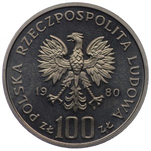 PRL, 100 zloty 1980, NIKIEL sample - Jan Kochanowski - large head