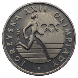 PRL, 100 złotych 1980, próba NIKIEL - XXII Olimpiada - biegacz