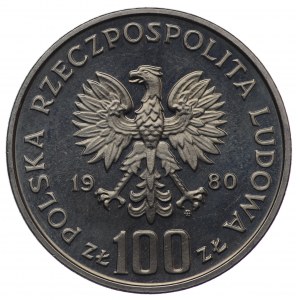 PRL, 100 złotych 1980, próba NIKIEL - XXII Olimpiada - biegacz