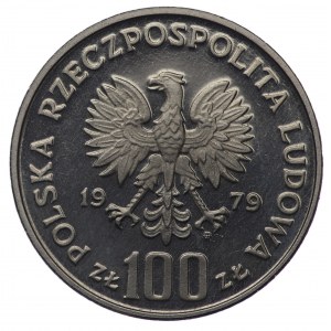 People's Republic of Poland, 100 gold 1979, NIKIEL sample - Goat on a rock