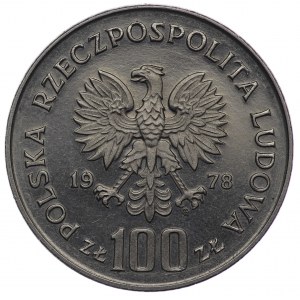 PRL, 100 złotych 1978, próba NIKIEL - Adam Mickiewicz, z loczkiem