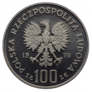 PRL, 100 złotych 1978, próba NIKIEL - Adam Mickiewicz, głowa