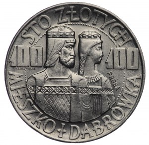 Polská lidová republika, 100 zlotých 1966, vzorek NIKIEL - Mieszko a Dąbrówka - půlčísla