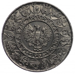 Polská lidová republika, 100 zlotých 1966, vzorek NIKIEL - Mieszko a Dąbrówka - půlčísla