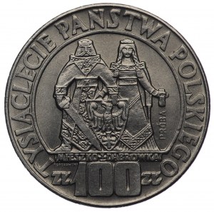 Polská lidová republika, 100 zlotých 1966, vzorek NIKIEL - Mieszko a Dąbrówka - znaky