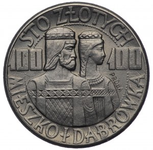Polská lidová republika, 100 zlotých 1960, vzorek NIKIEL - Mieszko a Dąbrówka - půlčísla