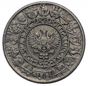 Polská lidová republika, 100 zlotých 1960, vzorek NIKIEL - Mieszko a Dąbrówka - půlčísla