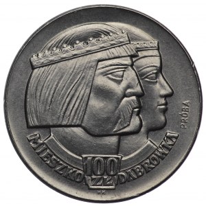 PRL, 100 złotych 1966, próba NIKIEL - Mieszko i Dąbrówka