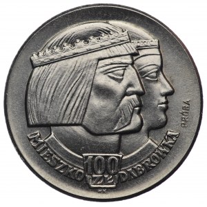 People's Republic of Poland, 100 gold 1960, NIKIEL sample - Mieszko and Dabrowka