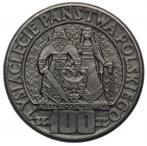 PRL, 100 zlotých 1966, vzorek NIKIEL - Mieszko a Dąbrówka, s designem