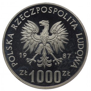 PRL, 1000 złotych 1988, próba SREBRO - XV Zimowe Igrzyska Olimpijskie