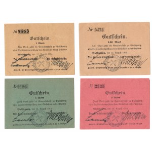 Bielszowice (Bielschowitz), 1/2 marki, 1 marka, 2 marki, 5 marek 1914 - zestaw 4 sztuk