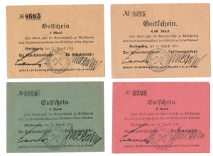 Bielszowice (Bielschowitz), 1/2 značky, 1 značka, 2 značky, 5 značek 1914 - sada 4 kusů