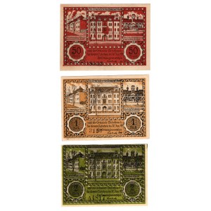 Bielszowice (Bielschowitz), 50 fenig, 1 mark, 2 marks 1921 - set of 3 pieces