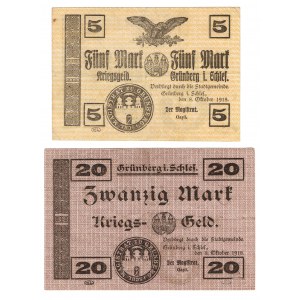Zielona Góra (Grünberg), 5 marek 1918, 20 marek 1918 - zestaw 2 sztuk