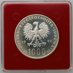 Polská lidová republika, 1000 zlotých 1982, vzorek STŘÍBRO - Jan Pavel II.