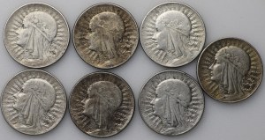 II RP, 5 złotych 1933 - zestaw 7 sztuk