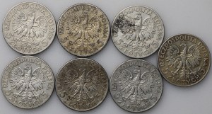 II RP, 5 złotych 1933 - zestaw 7 sztuk