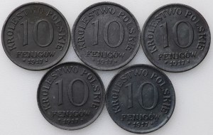 Polské království, 10 fenig 1917 - sada 5 kusů